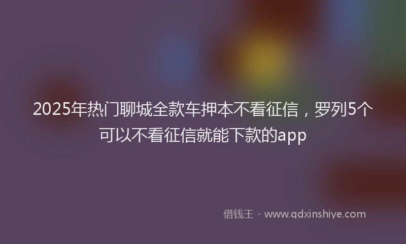 2025年热门聊城全款车押本不看征信，罗列5个可以不看征信就能下款的app