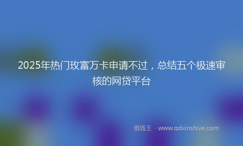 2025年热门玫富万卡申请不过，总结五个极速审核的网贷平台