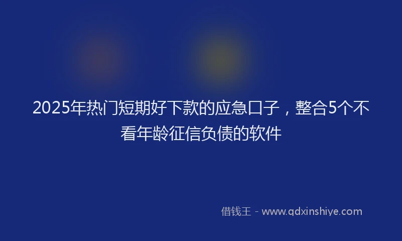 2025年热门短期好下款的应急口子，整合5个不看年龄征信负债的软件