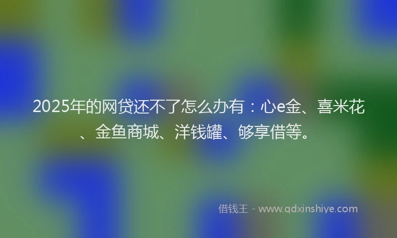 2025年的网贷还不了怎么办有：心e金、喜米花、金鱼商城、洋钱罐、够享借等。