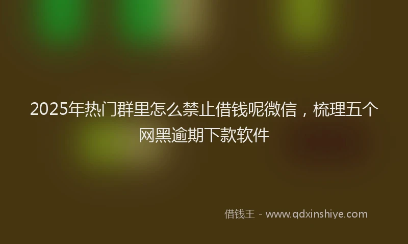 2025年热门群里怎么禁止借钱呢微信,梳理五个网黑逾期下款软件