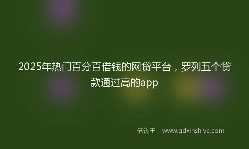 2025年热门百分百借钱的网贷平台，罗列五个贷款通过高的app