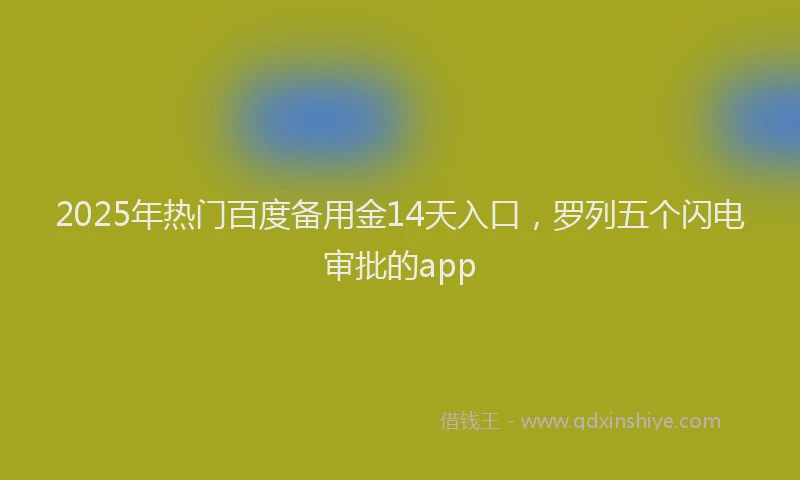 2025年热门百度备用金14天入口，罗列五个闪电审批的app