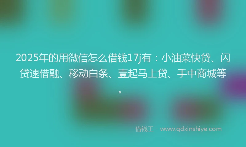 2025年的用微信怎么借钱17j有：小油菜快贷、闪贷速借融、移动白条、壹起马上贷、手中商城等。
