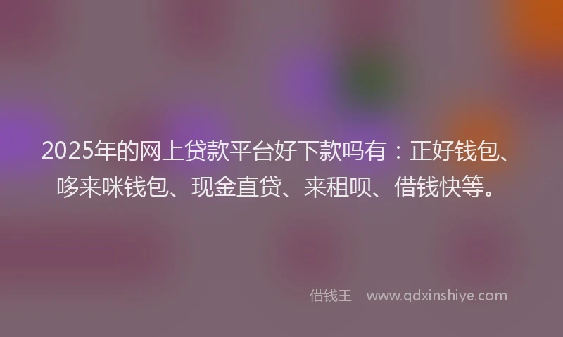 2025年的网上贷款平台好下款吗有:正好钱包、哆来咪钱包、现金直贷、来租呗、借钱快等。