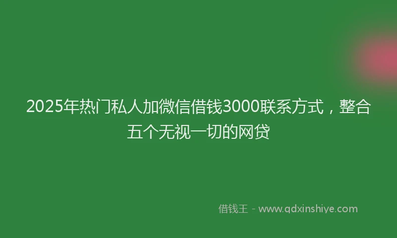 2025年热门私人加微信借钱3000联系方式，整合五个无视一切的网贷