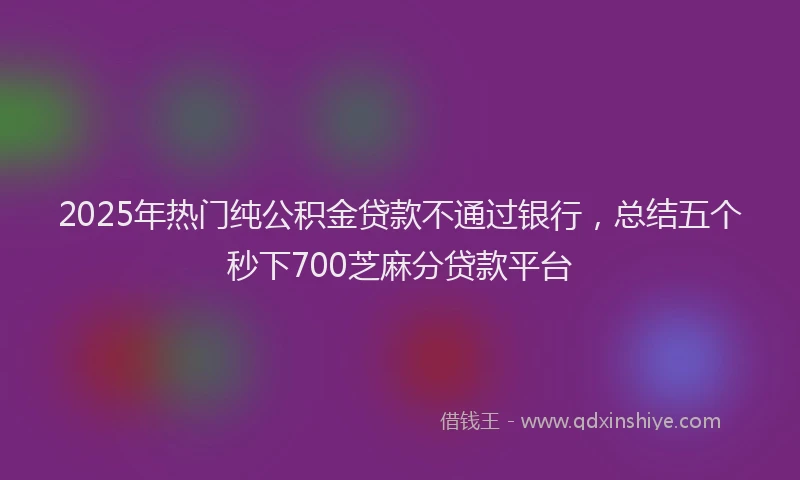 2025年热门纯公积金贷款不通过银行，总结五个秒下700芝麻分贷款平台