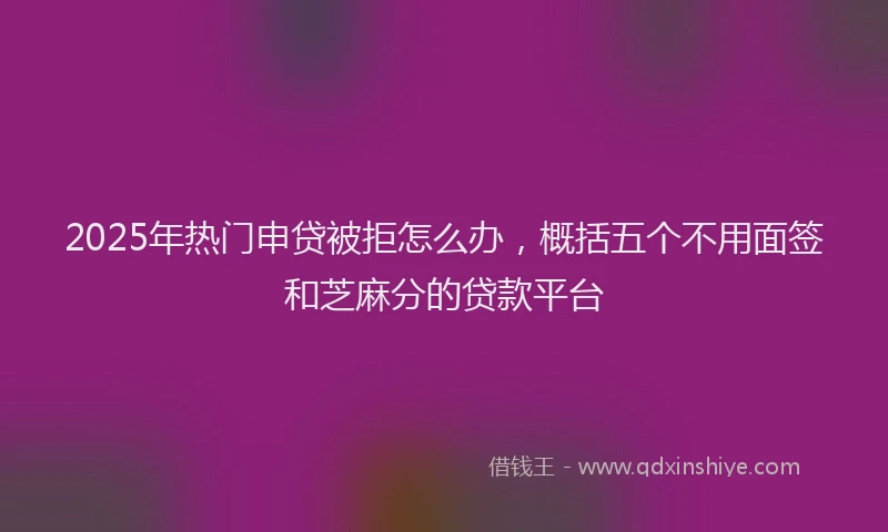 2025年热门申贷被拒怎么办，概括五个不用面签和芝麻分的贷款平台