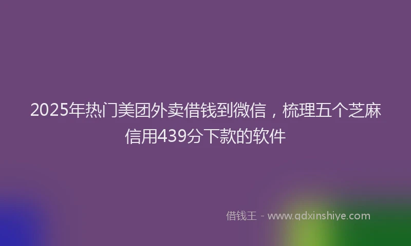 2025年热门美团外卖借钱到微信，梳理五个芝麻信用439分下款的软件