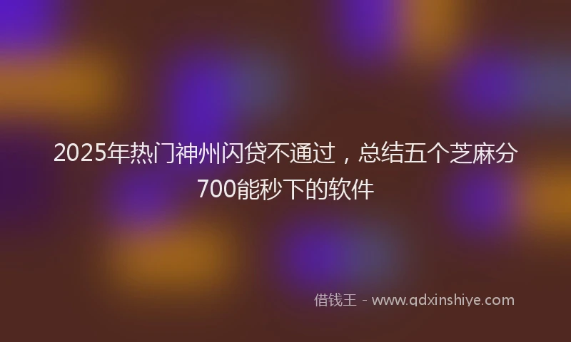 2025年热门神州闪贷不通过，总结五个芝麻分700能秒下的软件