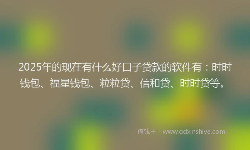 2025年的现在有什么好口子贷款的软件有：时时钱包、福星钱包、粒粒贷、信和贷、时时贷等。