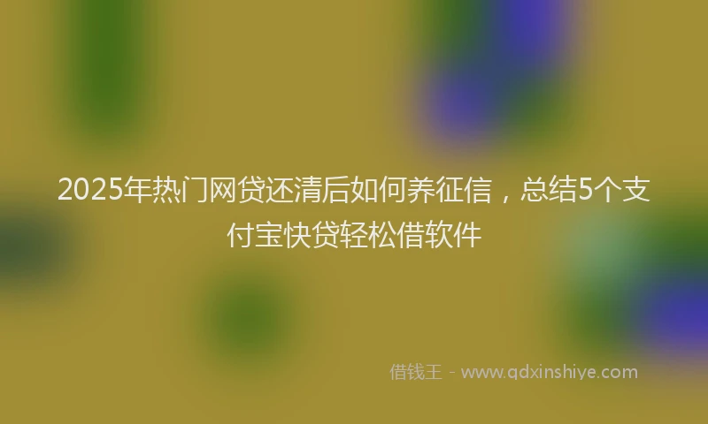 2025年热门网贷还清后如何养征信，总结5个支付宝快贷轻松借软件