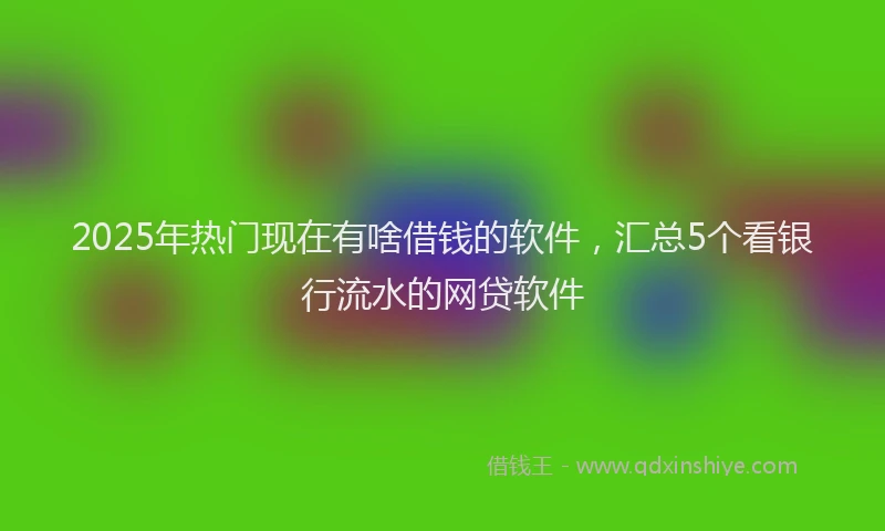 2025年热门现在有啥借钱的软件，汇总5个看银行流水的网贷软件