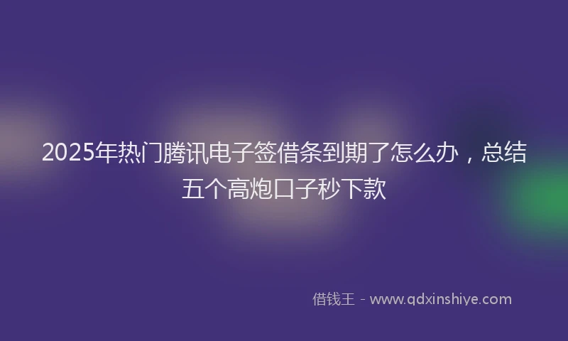 2025年热门腾讯电子签借条到期了怎么办，总结五个高炮口子秒下款
