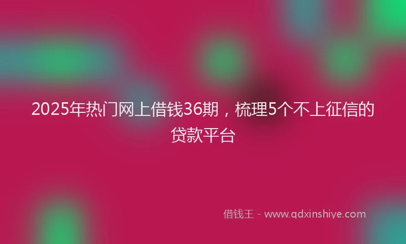 2025年热门网上借钱36期，梳理5个不上征信的贷款平台