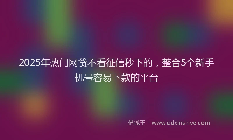 2025年热门网贷不看征信秒下的，整合5个新手机号容易下款的平台
