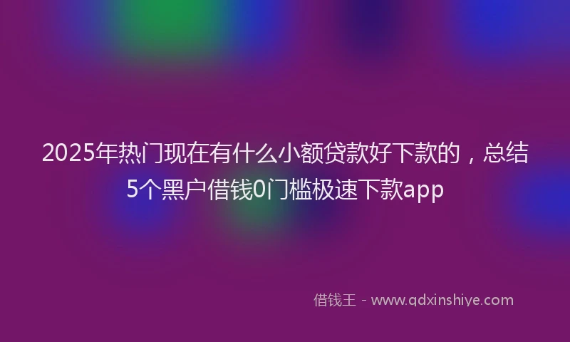 2025年热门现在有什么小额贷款好下款的，总结5个黑户借钱0门槛极速下款app