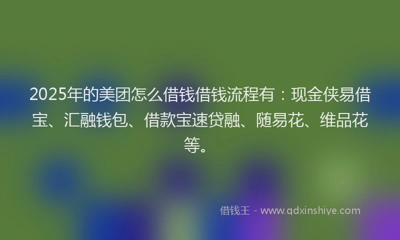 2025年的美团怎么借钱借钱流程有：现金侠易借宝、汇融钱包、借款宝速贷融、随易花、维品花等。