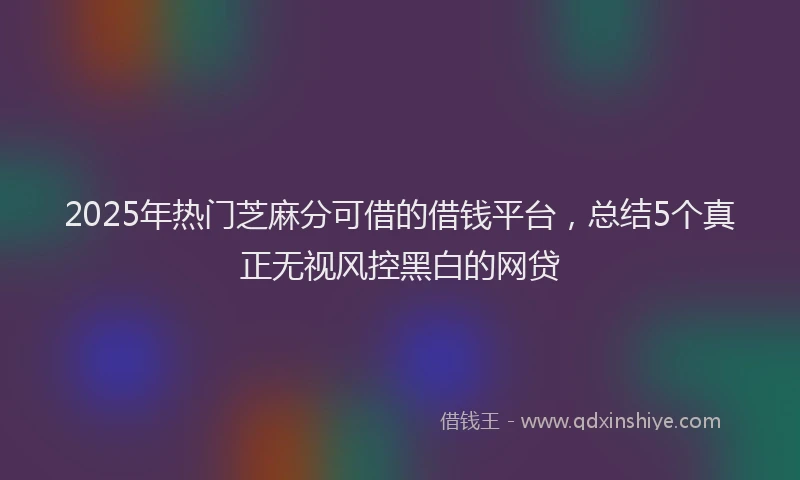 2025年热门芝麻分可借的借钱平台,总结5个真正无视风控黑白的网贷