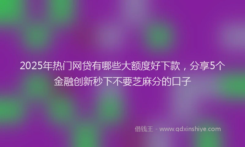2025年热门网贷有哪些大额度好下款，分享5个金融创新秒下不要芝麻分的口子