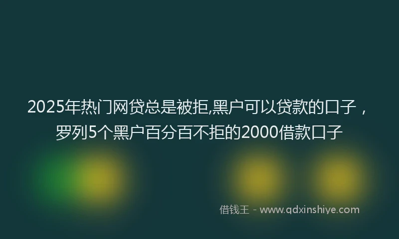 2025年热门网贷总是被拒,黑户可以贷款的口子，罗列5个黑户百分百不拒的2000借款口子
