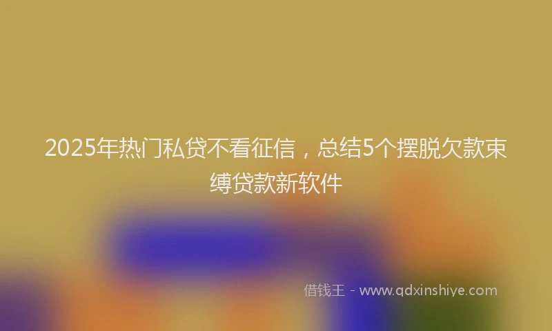 2025年热门私贷不看征信，总结5个摆脱欠款束缚贷款新软件