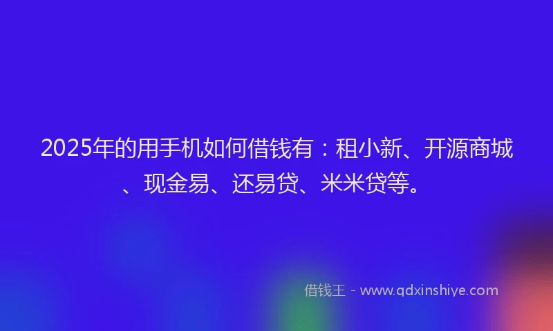 2025年的用手机如何借钱有：租小新、开源商城、现金易、还易贷、米米贷等。