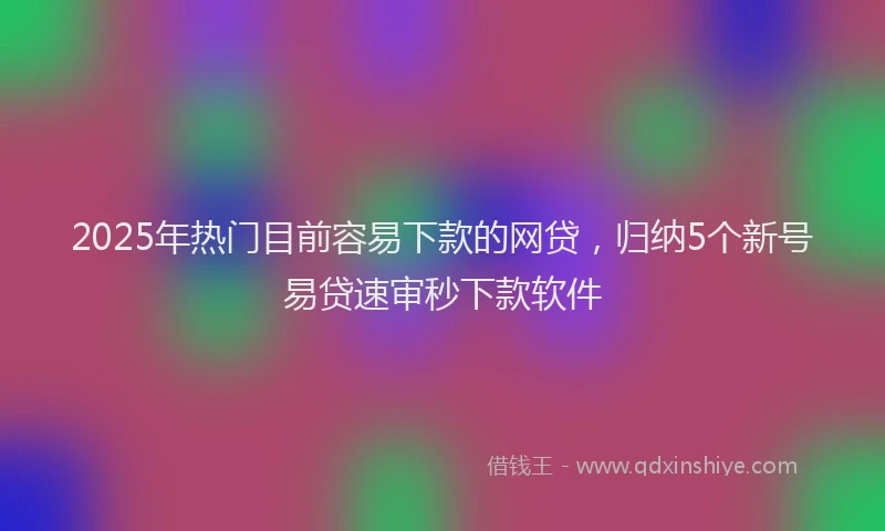 2025年热门目前容易下款的网贷，归纳5个新号易贷速审秒下款软件