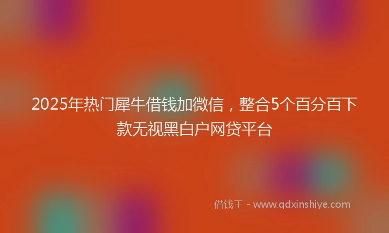 2025年热门犀牛借钱加微信，整合5个百分百下款无视黑白户网贷平台