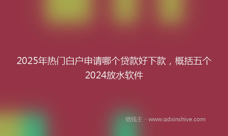 2025年热门白户申请哪个贷款好下款，概括五个2024放水软件