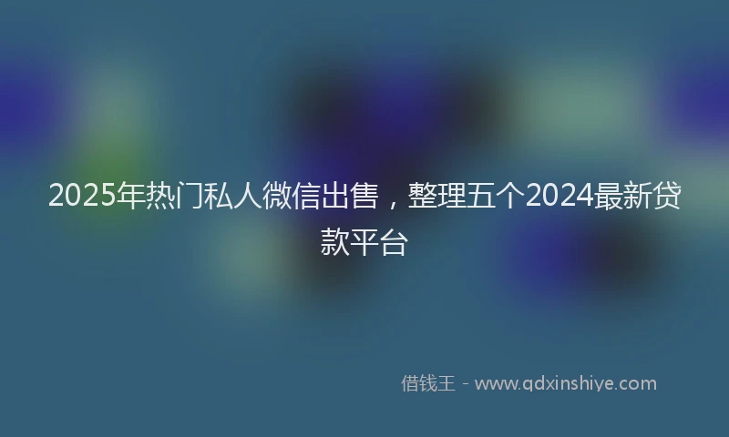 2025年热门私人微信出售，整理五个2024最新贷款平台