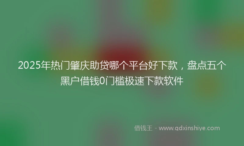 2025年热门肇庆助贷哪个平台好下款，盘点五个黑户借钱0门槛极速下款软件