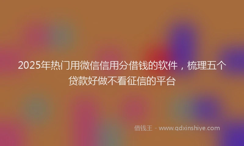 2025年热门用微信信用分借钱的软件,梳理五个贷款好做不看征信的平台