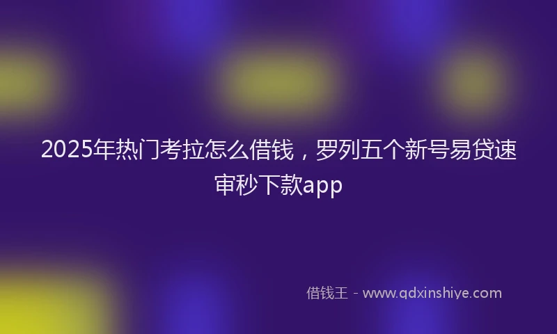 2025年热门考拉怎么借钱，罗列五个新号易贷速审秒下款app