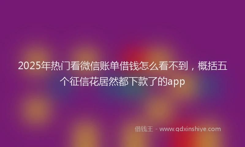 2025年热门看微信账单借钱怎么看不到，概括五个征信花居然都下款了的app