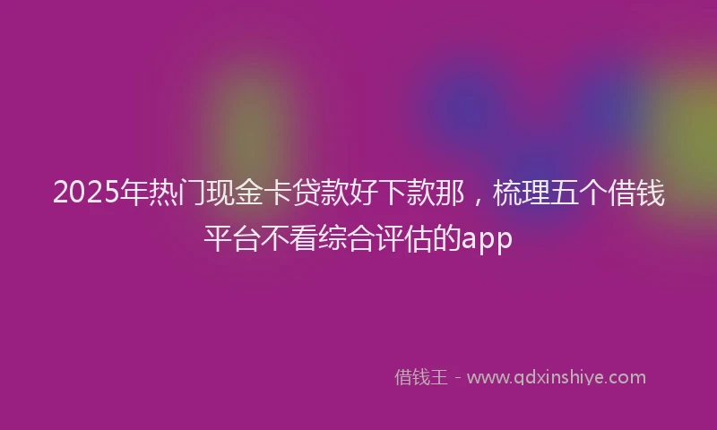 2025年热门现金卡贷款好下款那，梳理五个借钱平台不看综合评估的app
