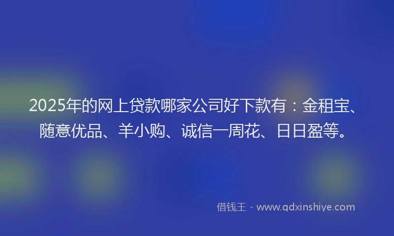 2025年的网上贷款哪家公司好下款有:金租宝、随意优品、羊小购、诚信一周花、日日盈等。