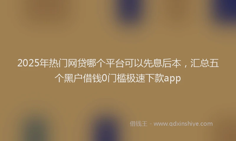 2025年热门网贷哪个平台可以先息后本，汇总五个黑户借钱0门槛极速下款app