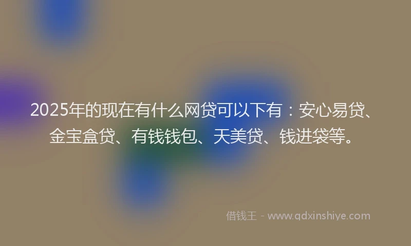 2025年的现在有什么网贷可以下有：安心易贷、金宝盒贷、有钱钱包、天美贷、钱进袋等。