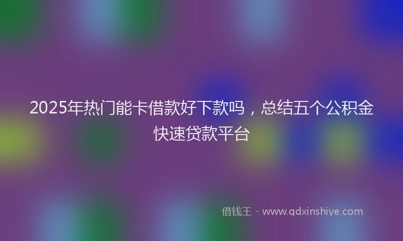 2025年热门能卡借款好下款吗，总结五个公积金快速贷款平台