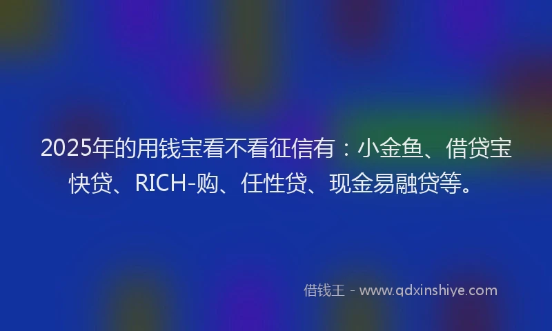 2025年的用钱宝看不看征信有：小金鱼、借贷宝快贷、RICH-购、任性贷、现金易融贷等。