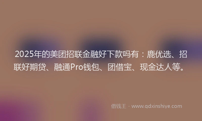 2025年的美团招联金融好下款吗有：鹿优选、招联好期贷、融通Pro钱包、团借宝、现金达人等。