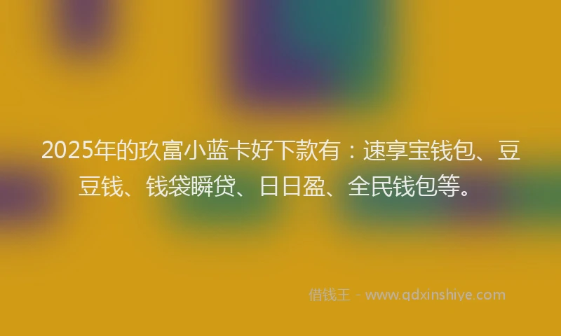 2025年的玖富小蓝卡好下款有：速享宝钱包、豆豆钱、钱袋瞬贷、日日盈、全民钱包等。