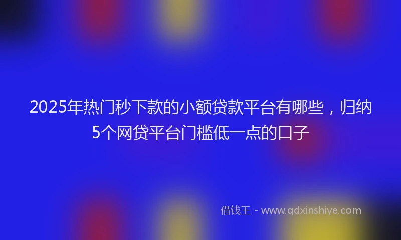 2025年热门秒下款的小额贷款平台有哪些，归纳5个网贷平台门槛低一点的口子