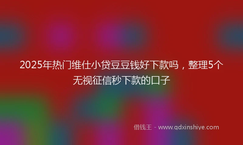 2025年热门维仕小贷豆豆钱好下款吗，整理5个无视征信秒下款的口子