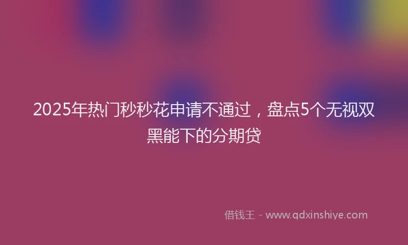 2025年热门秒秒花申请不通过，盘点5个无视双黑能下的分期贷