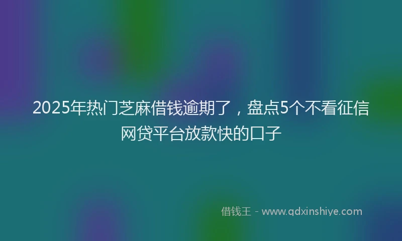 2025年热门芝麻借钱逾期了，盘点5个不看征信网贷平台放款快的口子