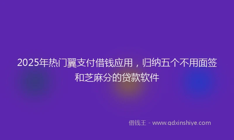 2025年热门翼支付借钱应用，归纳五个不用面签和芝麻分的贷款软件