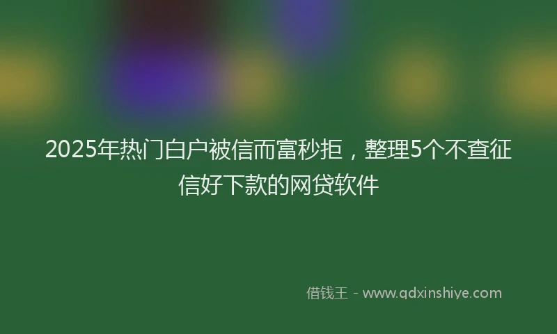 2025年热门白户被信而富秒拒，整理5个不查征信好下款的网贷软件