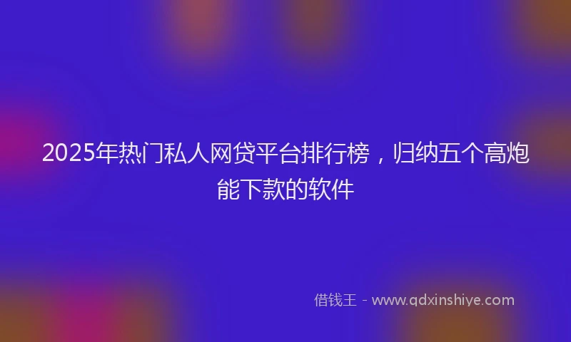 2025年热门私人网贷平台排行榜，归纳五个高炮能下款的软件
